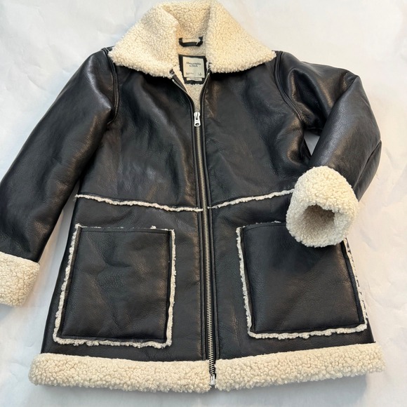 Abercrombie & Fitch Jackets & Blazers - Abercrombie Fitch Blue Vegan Leather Sherpa Lined Jacket S Chore Outdoor Hiking